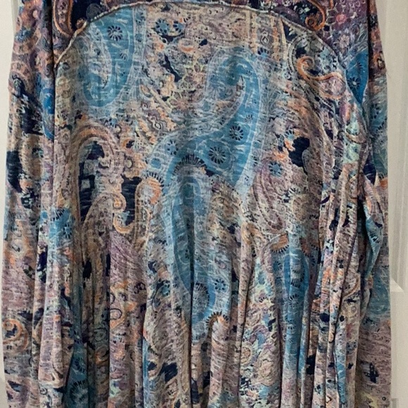 Free People Making Circles Paisley Cotton Long Sleeve Pull On Top Size XS - Picture 7 of 10
